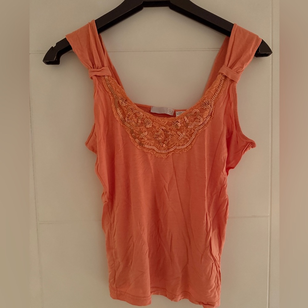 Women's Orange Embroidered Top
